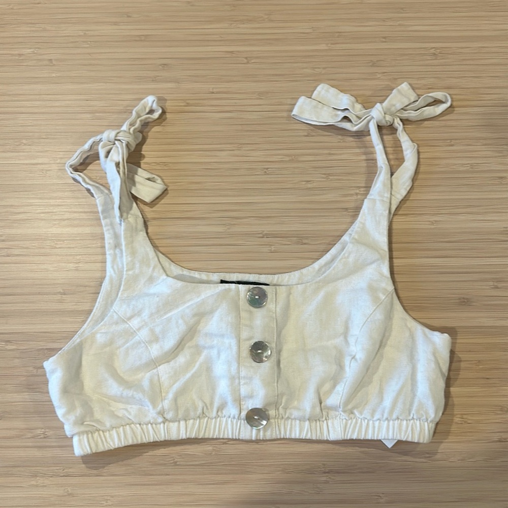 Forever 21 Linen Crop Top, Medium